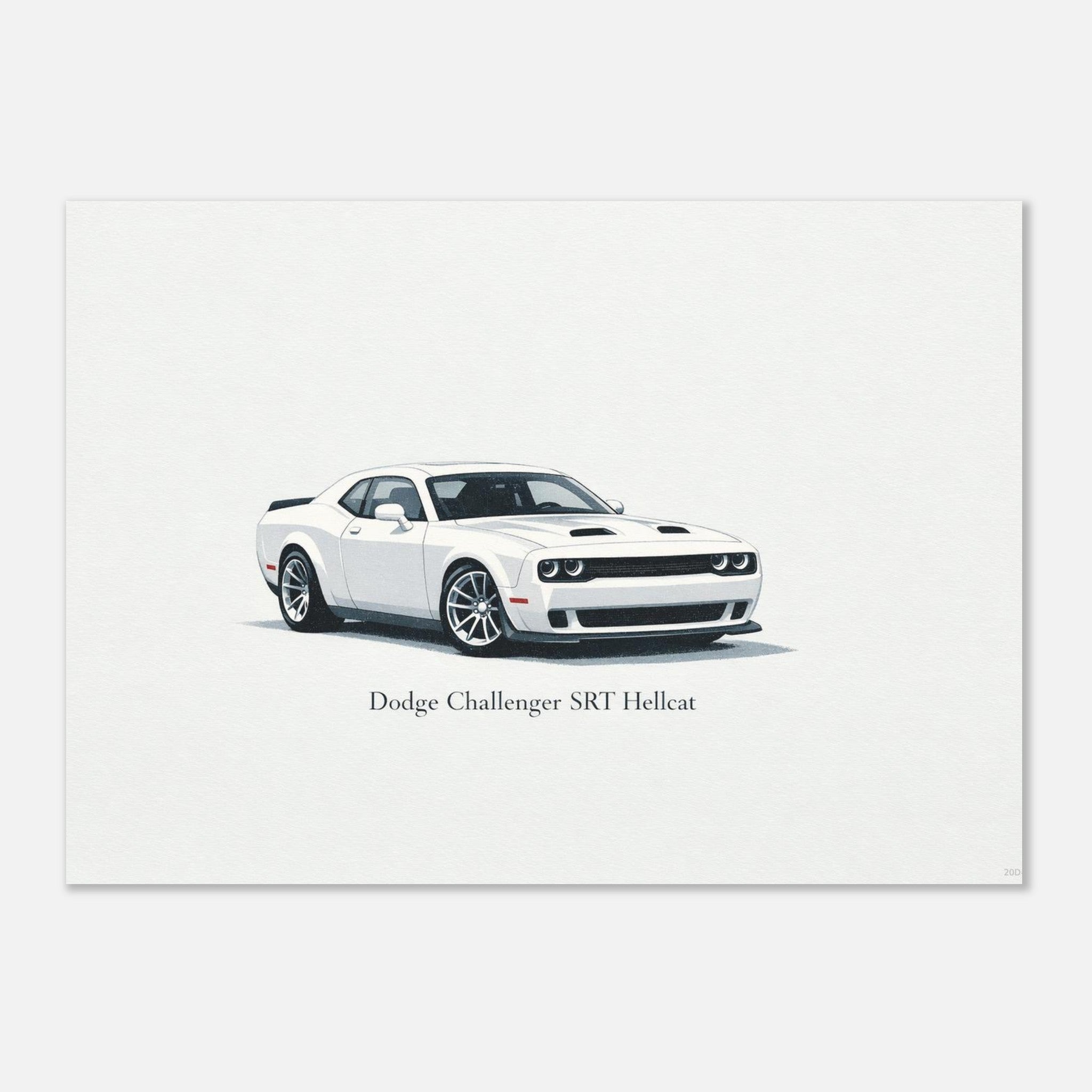 Dodge Challenger SRT Hellcat risograph textured muscle wall art print